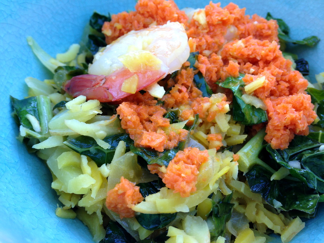 GRAIN FREE TANGY GOLDEN BEET & TURNIP RICE WITH SHRIMP