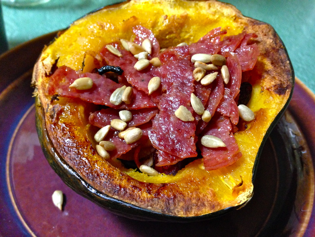 Fall Harvest Acorn Squash stuffed with Spiralized Apples